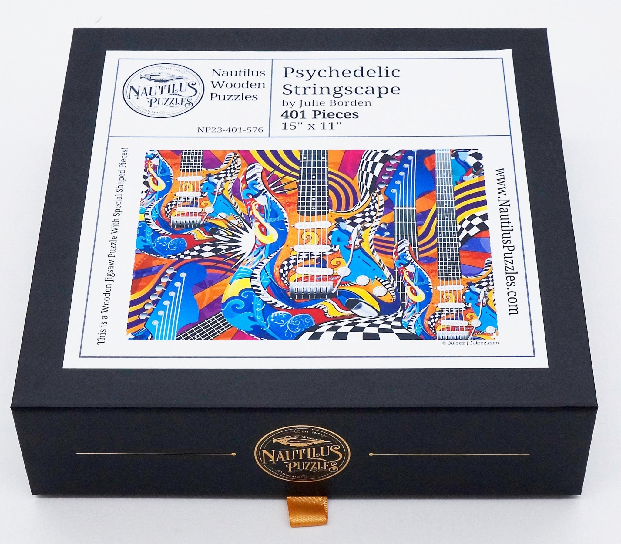 Psychedelic Stringscape (401 Piece Wooden Jigsaw Puzzle) - Nautilus Puzzles - Wooden Jigsaw Puzzles For Adults