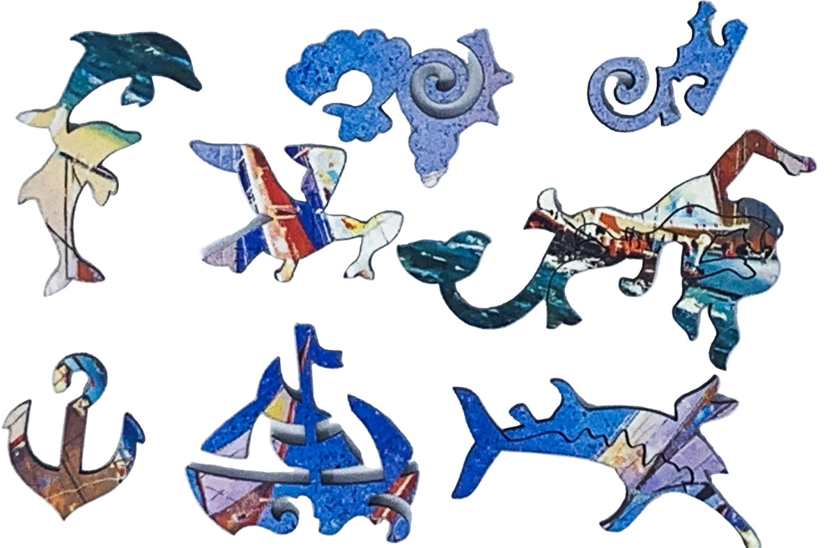 Sails on the Open Sea (53 Piece Mini Wooden Jigsaw Puzzle) - Nautilus Puzzles - Wooden Jigsaw Puzzles For Adults