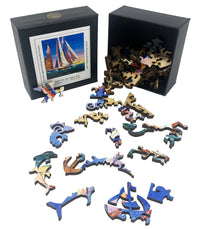 Sails on the Open Sea (53 Piece Mini Wooden Jigsaw Puzzle) - Nautilus Puzzles - Wooden Jigsaw Puzzles For Adults