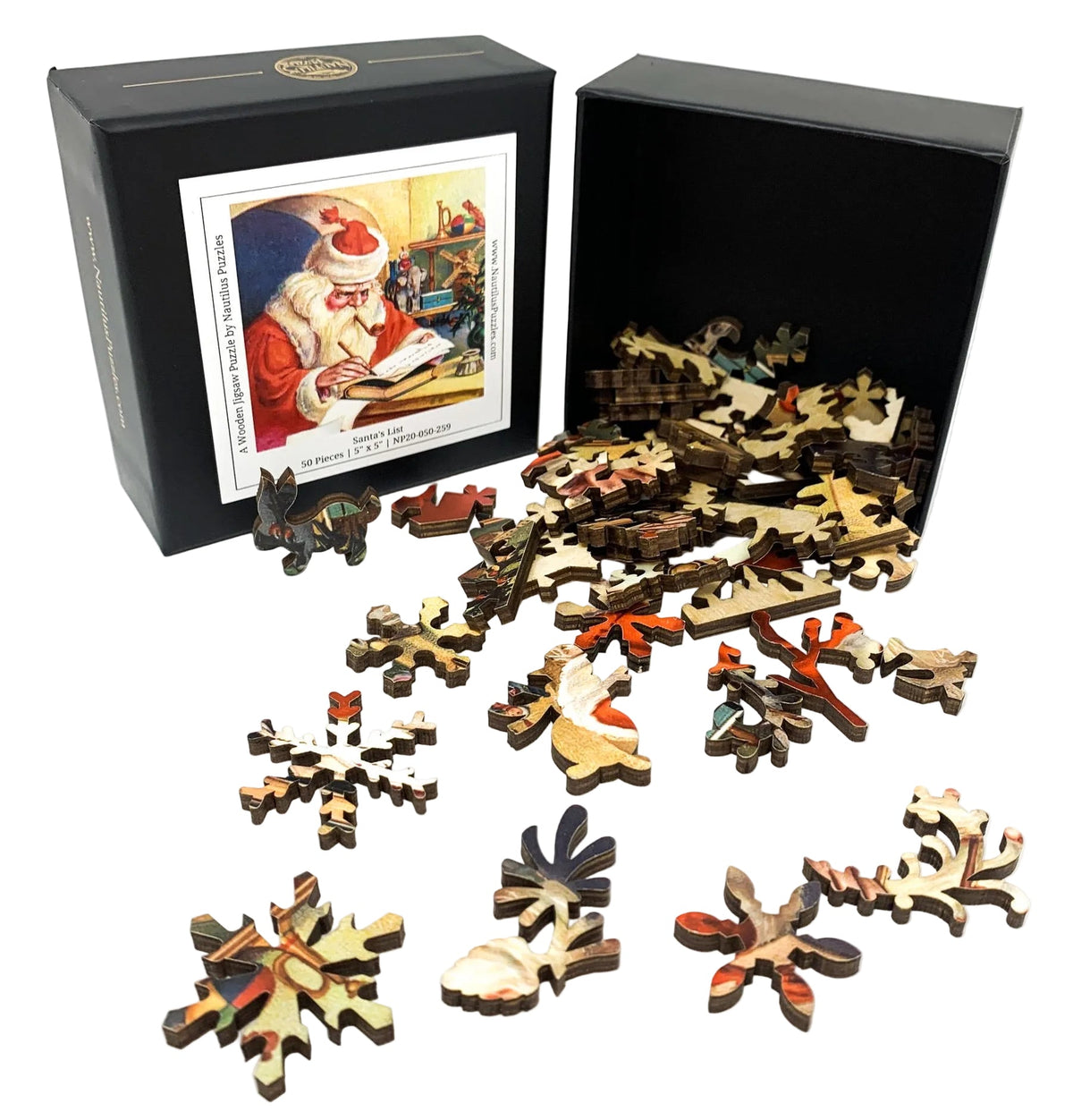 Santa's List (50 Piece Mini Wooden Christmas Puzzle) - Nautilus Puzzles - Wooden Jigsaw Puzzles For Adults