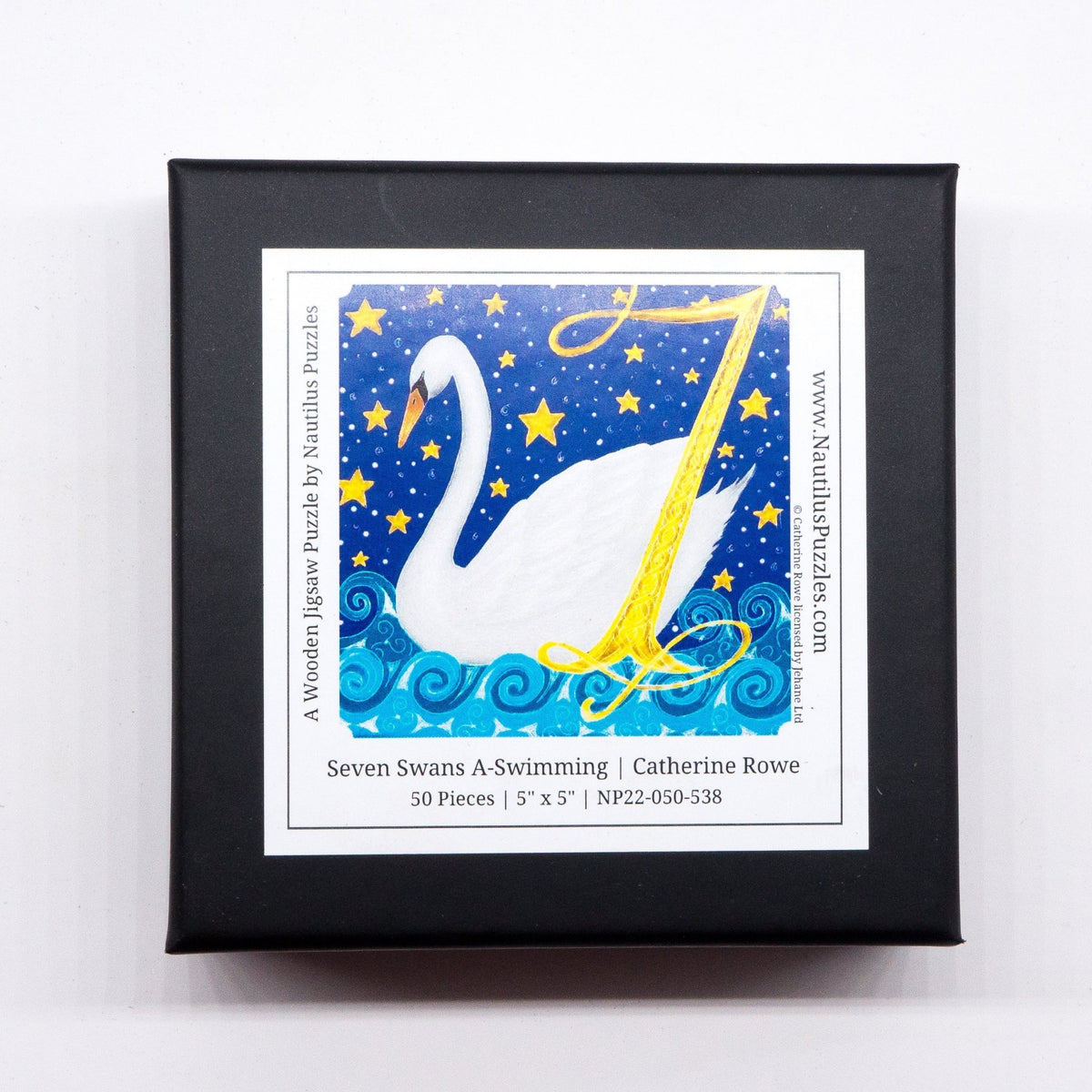 Seven Swans A Swimming (50 Piece Mini Wooden Jigsaw Puzzle) - Nautilus Puzzles - Wooden Jigsaw Puzzles For Adults
