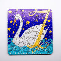 Seven Swans A Swimming (50 Piece Mini Wooden Jigsaw Puzzle) - Nautilus Puzzles - Wooden Jigsaw Puzzles For Adults