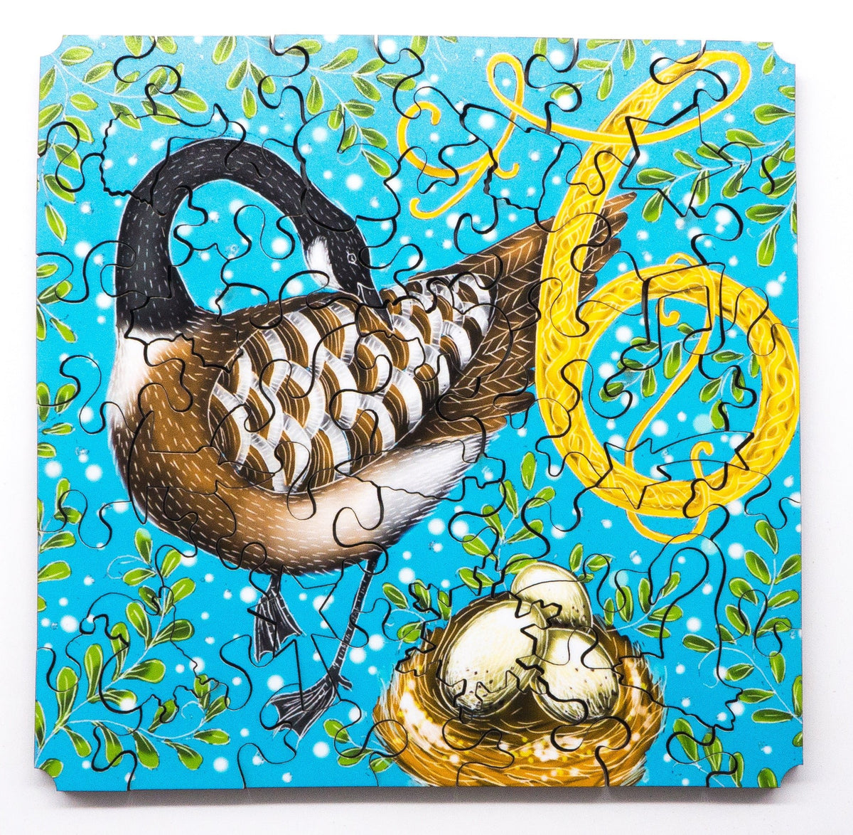 Six Geese A-Laying (50 Piece Mini Wooden Jigsaw Puzzle) - Nautilus Puzzles - Wooden Jigsaw Puzzles For Adults