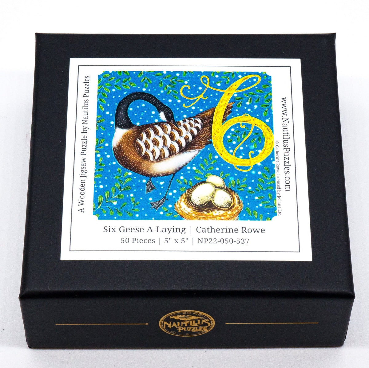 Six Geese A-Laying (50 Piece Mini Wooden Jigsaw Puzzle) - Nautilus Puzzles - Wooden Jigsaw Puzzles For Adults