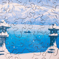 Snow at Itsukushima (225 Piece Wooden Jigsaw Puzzle) - Nautilus Puzzles - Wooden Jigsaw Puzzles For Adults