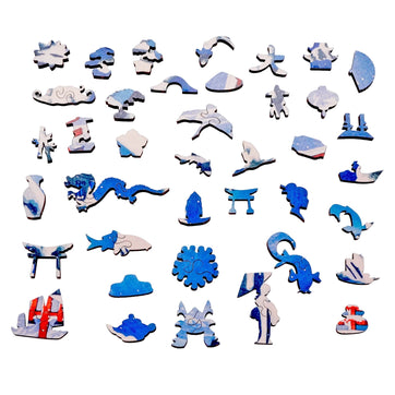 Snow at Itsukushima (225 Piece Wooden Jigsaw Puzzle) - Nautilus Puzzles - Wooden Jigsaw Puzzles For Adults
