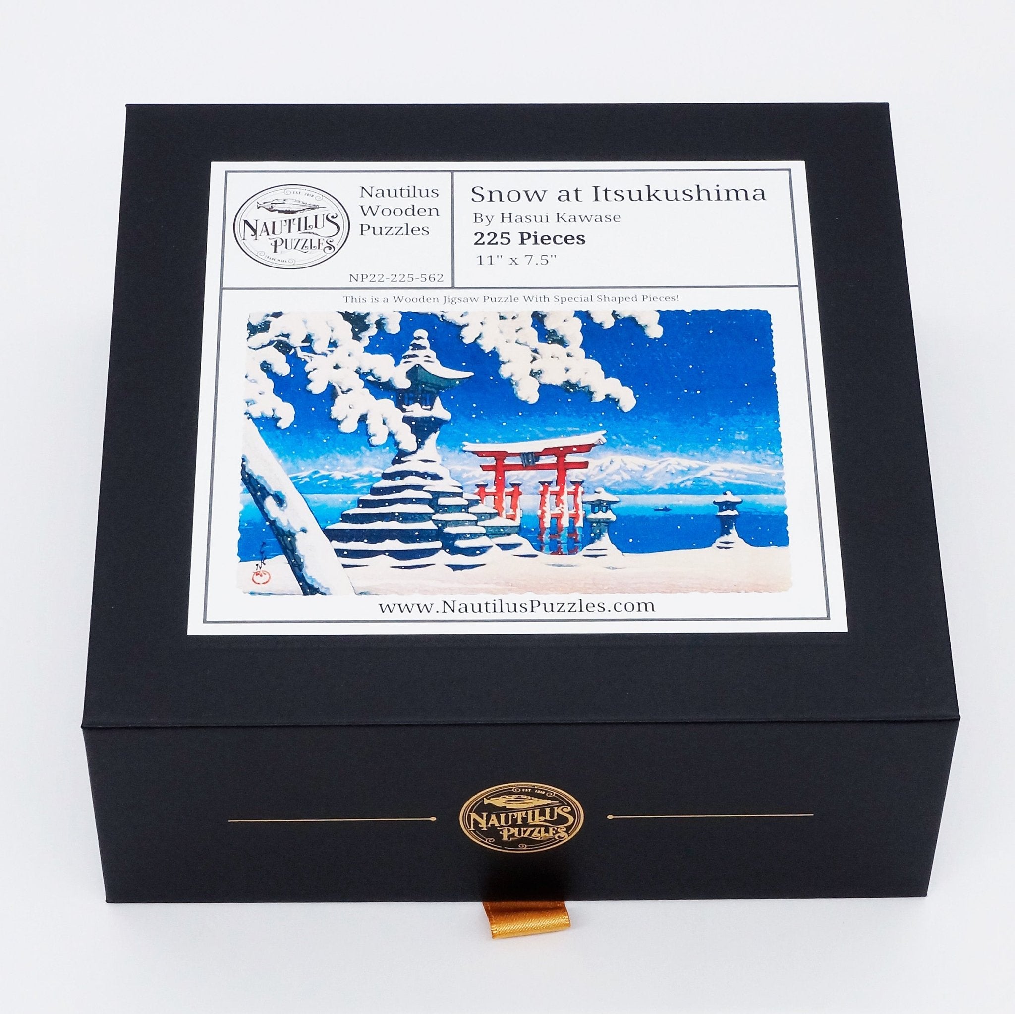Snow at Itsukushima (225 Piece Wooden Jigsaw Puzzle) - Nautilus Puzzles - Wooden Jigsaw Puzzles For Adults