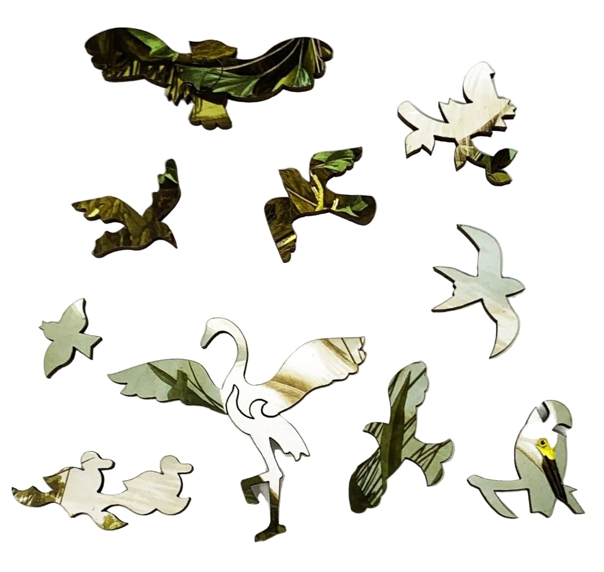 Snowy Heron (50 Pieces) Mini Wooden Puzzle - Nautilus Puzzles - Wooden Jigsaw Puzzles For Adults
