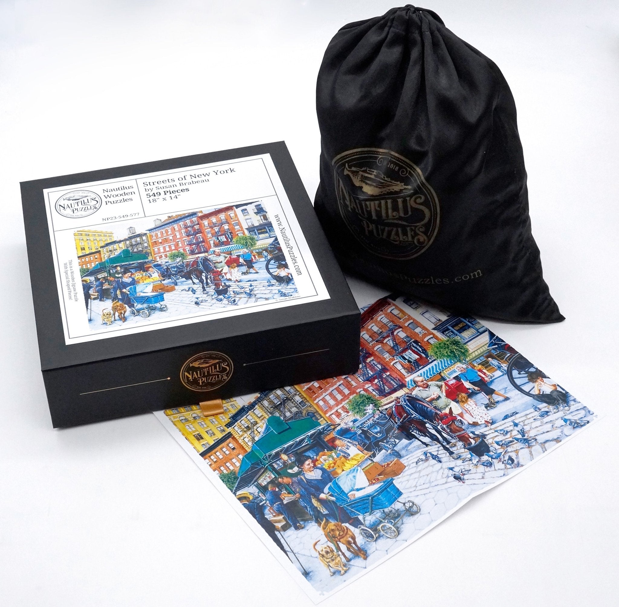 Streets of New York (549 Pieces) Wooden Jigsaw Puzzle - Nautilus Puzzles - Wooden Jigsaw Puzzles For Adults