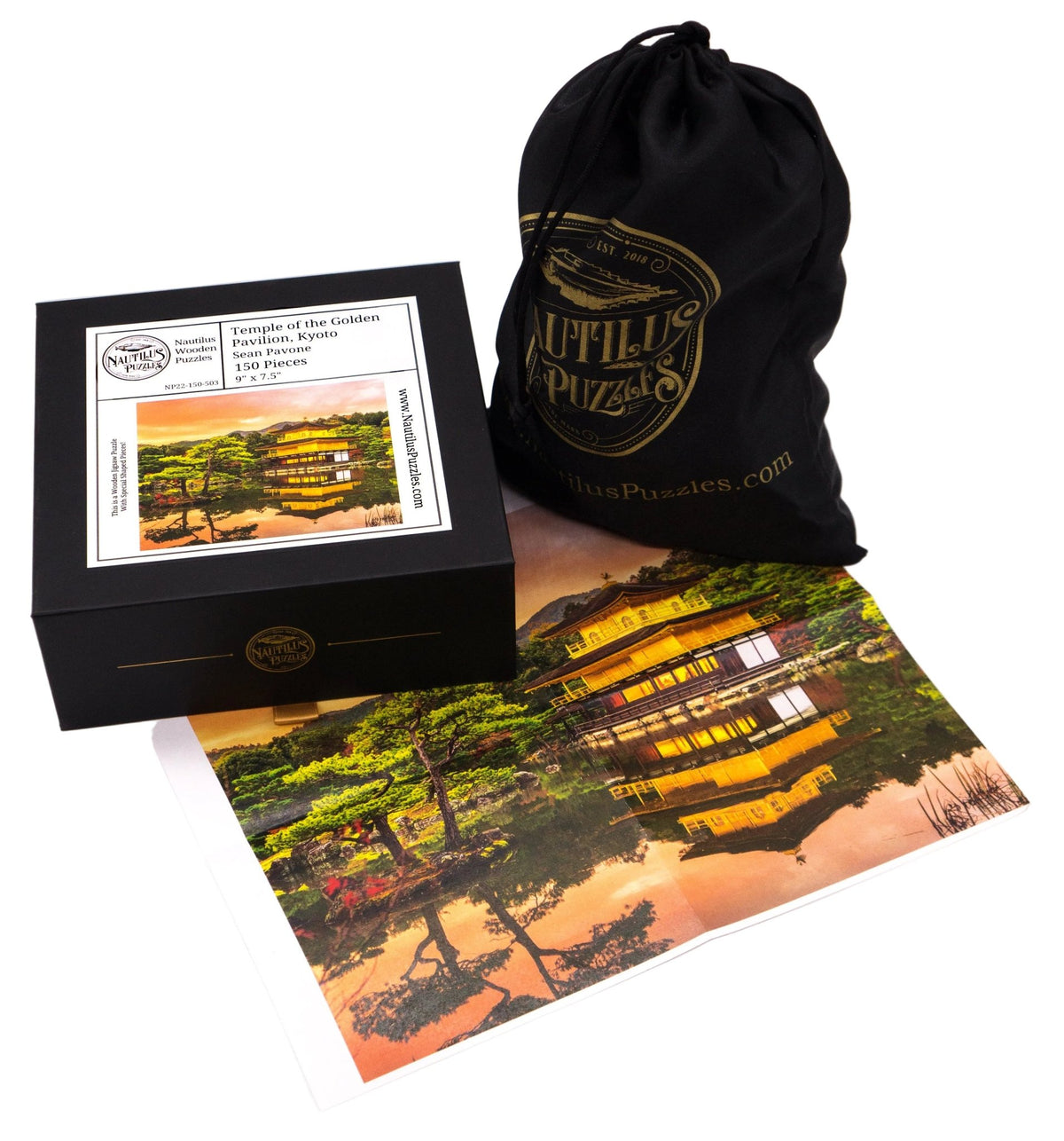 Temple of the Golden Pavilion, Kyoto (150 Piece Wooden Jigsaw Puzzle) - Nautilus Puzzles - Wooden Jigsaw Puzzles For Adults