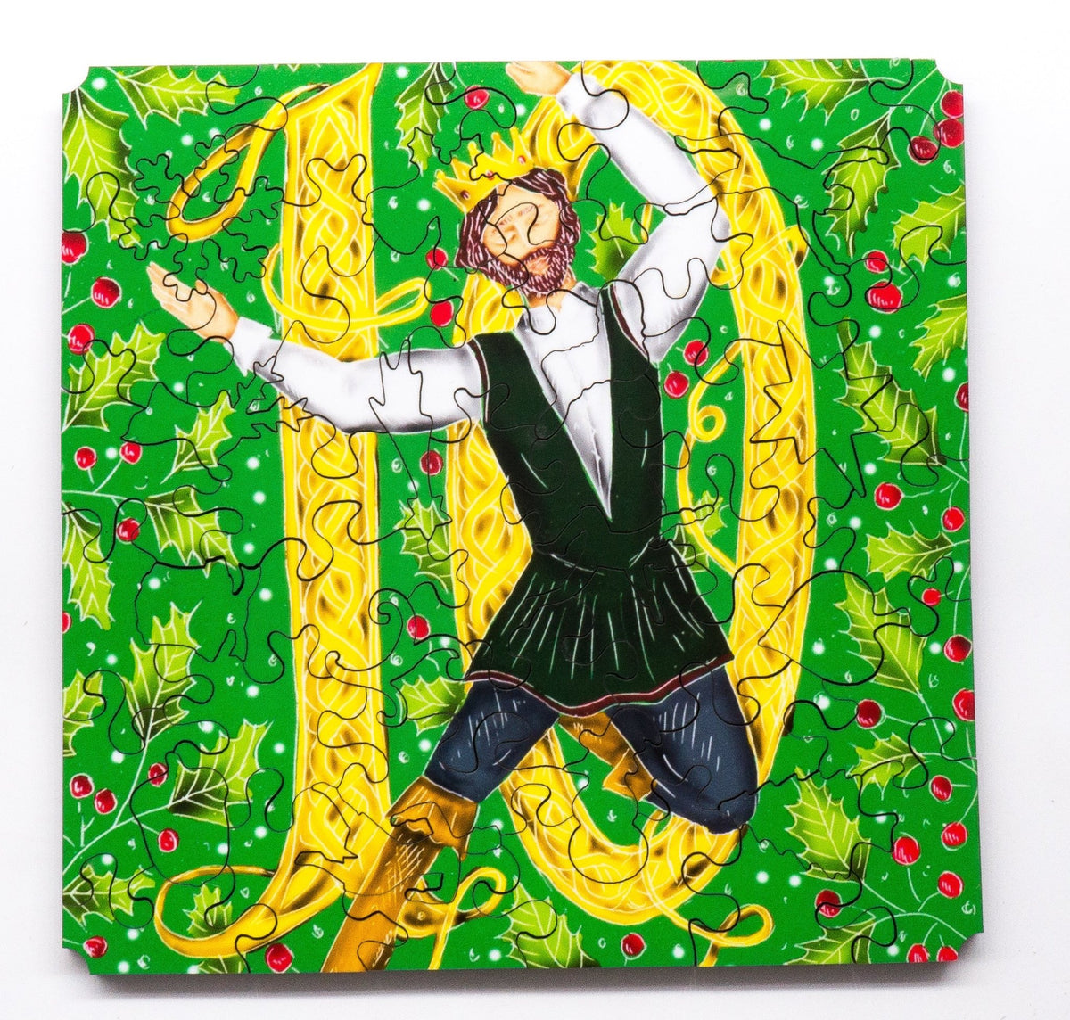 Ten Lords A-Leaping (50 Piece Mini Wooden Jigsaw Puzzle) - Nautilus Puzzles - Wooden Jigsaw Puzzles For Adults