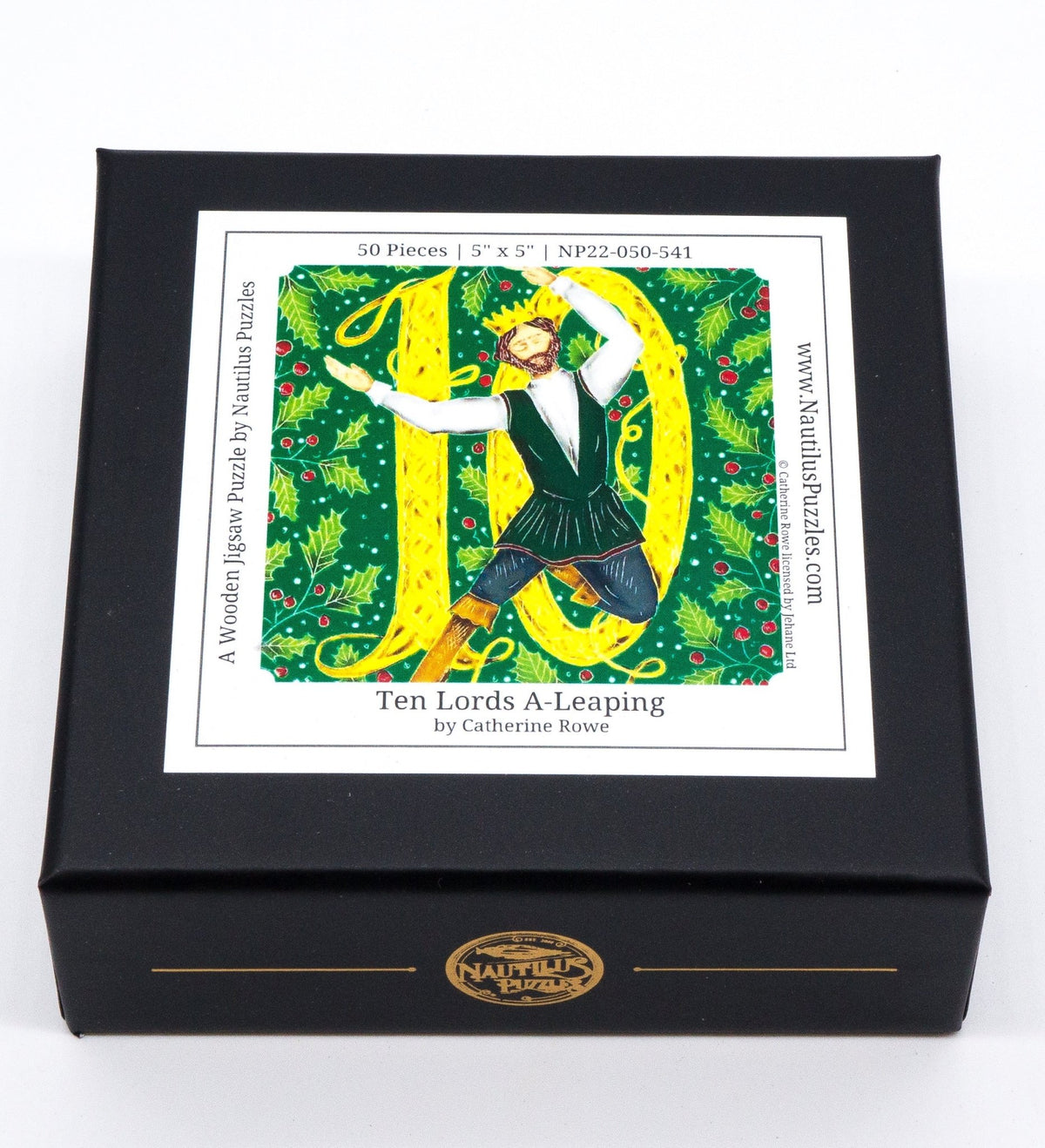 Ten Lords A-Leaping (50 Piece Mini Wooden Jigsaw Puzzle) - Nautilus Puzzles - Wooden Jigsaw Puzzles For Adults