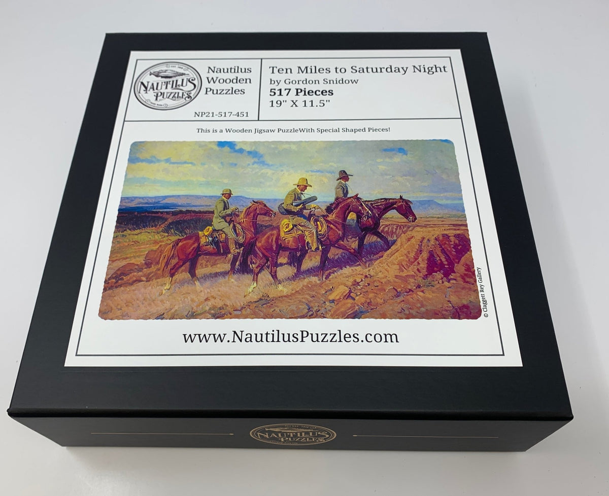 Ten Miles to Saturday Night - 517 Pieces by Robert Lougheed, Wooden Jigsaw Puzzle - Nautilus Puzzles - Wooden Jigsaw Puzzles For Adults