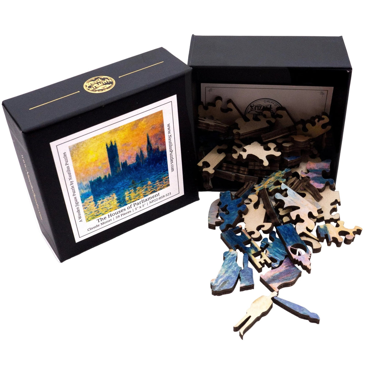 The Houses of Parliament by Monet (59 Piece Mini Wooden Jigsaw Puzzle) - Nautilus Puzzles - Wooden Jigsaw Puzzles For Adults