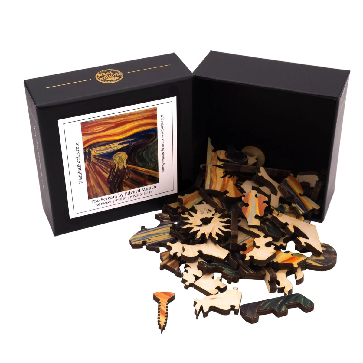 The Scream by Edvard Munch (50 Piece Mini Wooden Jigsaw Puzzle) - Nautilus Puzzles - Wooden Jigsaw Puzzles For Adults
