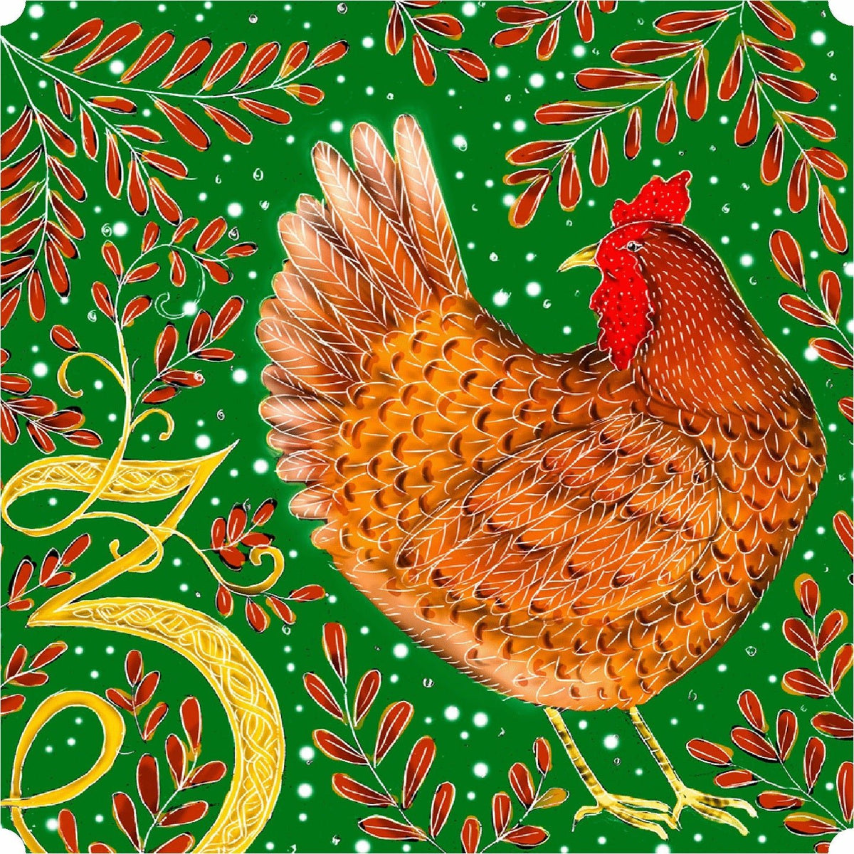 Three French Hens (50 Piece Mini Wooden Jigsaw Puzzle) - Nautilus Puzzles - Wooden Jigsaw Puzzles For Adults