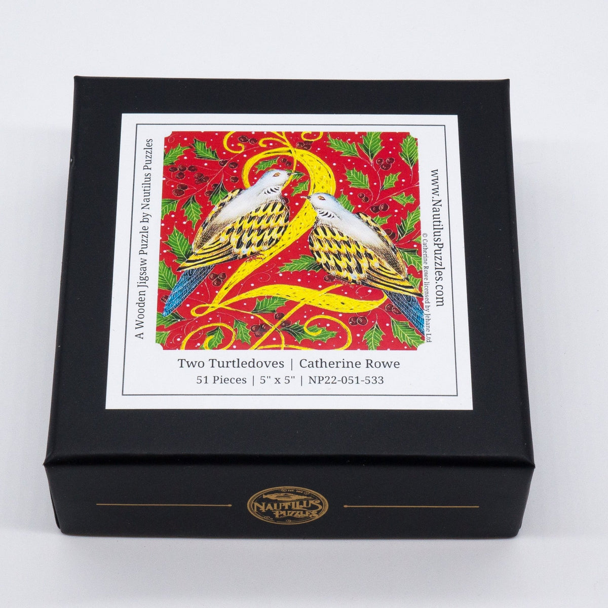 Two Turtle Doves (51 Piece Mini Wooden Jigsaw Puzzle) - Nautilus Puzzles - Wooden Jigsaw Puzzles For Adults