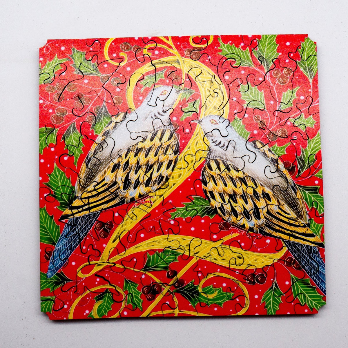 Two Turtle Doves (51 Piece Mini Wooden Jigsaw Puzzle) - Nautilus Puzzles - Wooden Jigsaw Puzzles For Adults