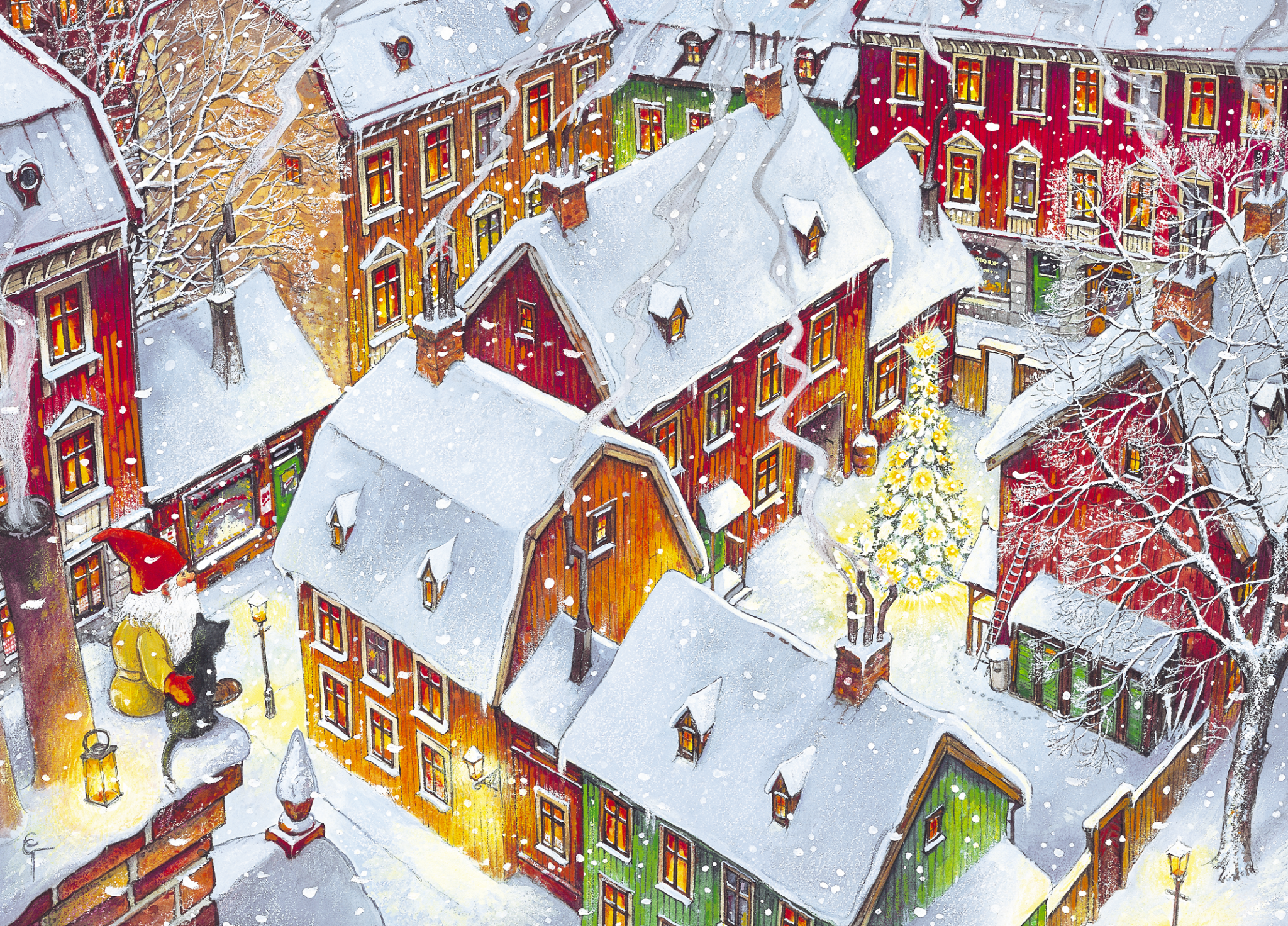 Up on the Rooftops (513 Pieces) Christmas Wooden Jigsaw Puzzle - Nautilus Puzzles - Wooden Jigsaw Puzzles For Adults