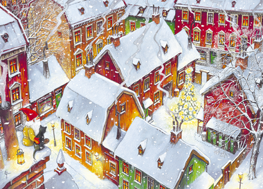 Up on the Rooftops (513 Pieces) Christmas Wooden Jigsaw Puzzle - Nautilus Puzzles - Wooden Jigsaw Puzzles For Adults