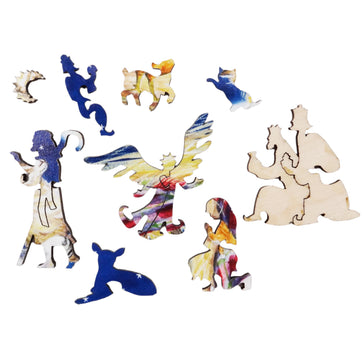 Away in a Manger (62 Pieces) MINI Wooden Christmas Jigsaw Puzzle - Nautilus Puzzles - Wooden Jigsaw Puzzles For Adults