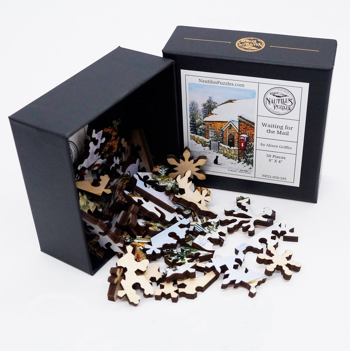 Waiting for the Mail (50 Piece Mini Christmas Wooden Jigsaw Puzzle) - Nautilus Puzzles - Wooden Jigsaw Puzzles For Adults