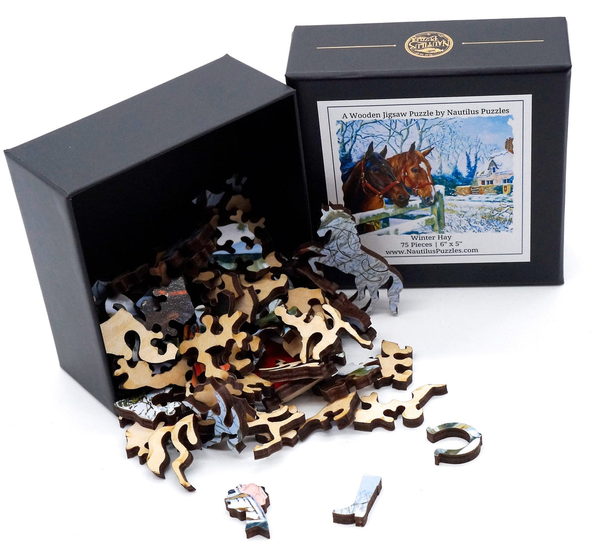 Winter Hay (75 Piece Mini Wooden Jigsaw Puzzle) - Nautilus Puzzles - Wooden Jigsaw Puzzles For Adults