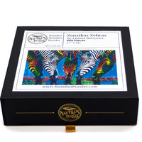 Zanzibar Zebras (669 Piece Wooden Jigsaw Puzzles for Adults) - Nautilus Puzzles - Wooden Jigsaw Puzzles For Adults