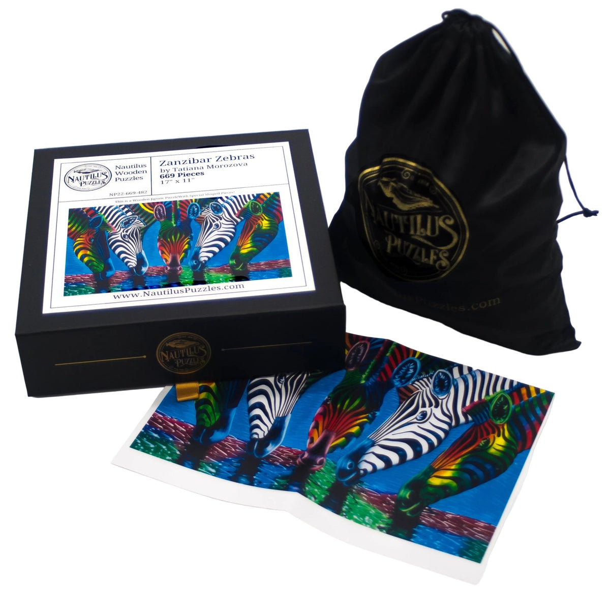 Zanzibar Zebras (669 Piece Wooden Jigsaw Puzzles for Adults) - Nautilus Puzzles - Wooden Jigsaw Puzzles For Adults